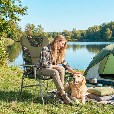 Folding Camping Chair with Adjustable Recline and Padded Seat for Outdoor Comfort Grey Outsunny