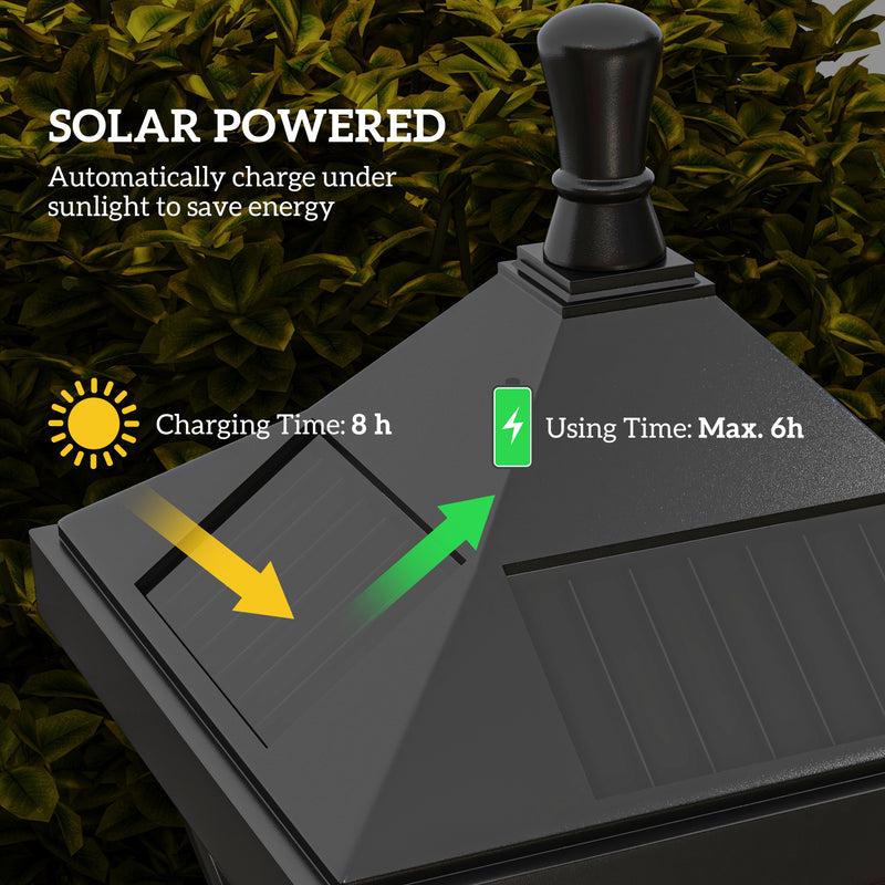 Solar Garden Lamp Post Light with LED Cool White Glow for Pathway or Patio Use Black