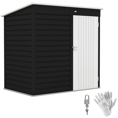 6x4ft Metal Garden Storage Shed with Lockable Door, No Winows Dark Grey by Outsunny