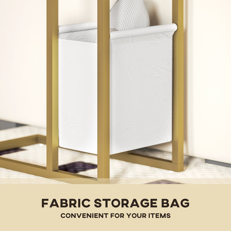 White C Shaped Side Table with USB Charging Station and Faux Marble Top for Living Room