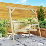 Outsunny Three-Seater Wooden Swing Bench AOSOM