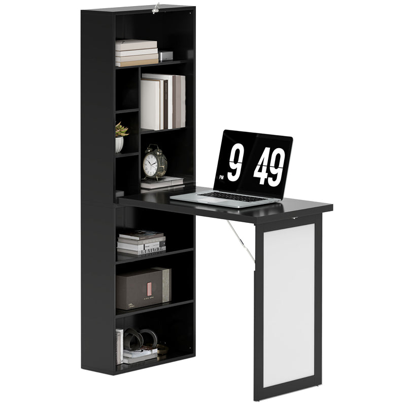 Black Three Part Work Desk with Storage and Writing Board by HOMCOM