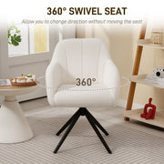 White Swivel Accent Chair With Teddy Fleece Upholstery For Living Room Or Bedroom Use