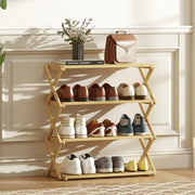 4 Tier Bamboo Shoe Rack Freestanding Storage Shelf No Assembly Required Natural AOSOM