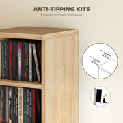 CD and Media Storage Shelves Set of 2 with Adjustable Compartments Oak AOSOM