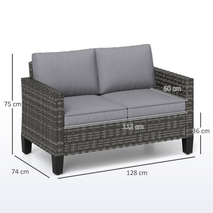 Two Seater Rattan Outdoor Sofa Dark Grey Weather Resistant by Outsunny