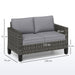 Two Seater Rattan Outdoor Sofa Dark Grey Weather Resistant by Outsunny