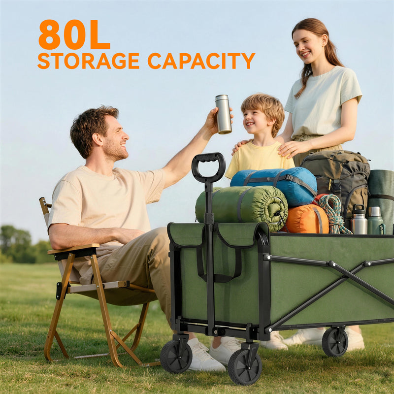 Folding Festival Trolley for Easy Family Outings and Outdoor Gear Transport Green Outsunny