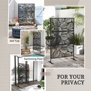 Black Metal Garden Privacy Screen With Leaf Design Ideal For Outdoor Spaces