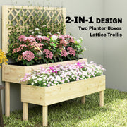 2 Tier Wooden Raised Garden Bed with Trellis for Easy Planting and Climbing Support, Natural Wood Finish Outsunny
