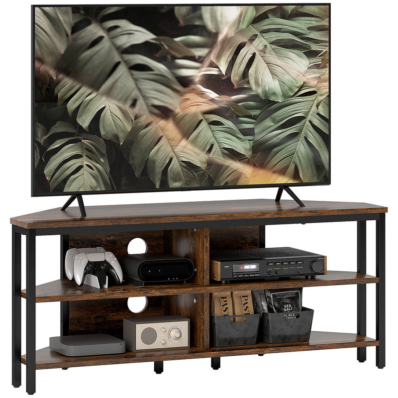 Industrial Corner TV Unit Black and Brown Wood Effect for Living Room by HOMCOM