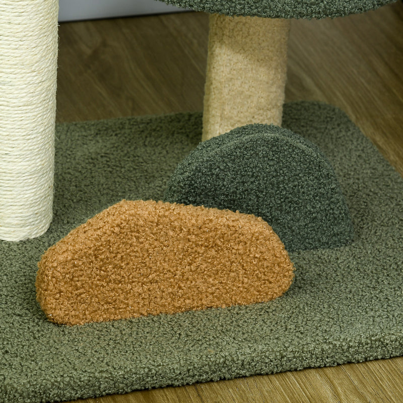 Small Cat Tree with Scratching Posts Two Beds and Toy Ball for Indoor Use, Grey