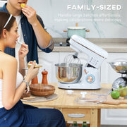 White 1400W Stand Mixer 5L with 6 Speeds Dough Hook Whisk and Splash Guard by HOMCOM