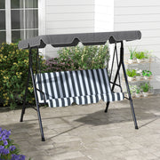 Grey 3 Seater Garden Swing Chair with Cushions and Adjustable Canopy for Outdoor Use