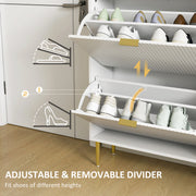 Slim Shoe Storage Cabinet with 2 Flip Drawers for Hallway Organising, White