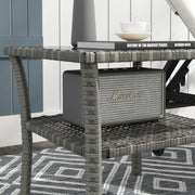 Grey Rattan Square Outdoor Coffee Table With Storage Shelf Ideal For Patio or Garden Use