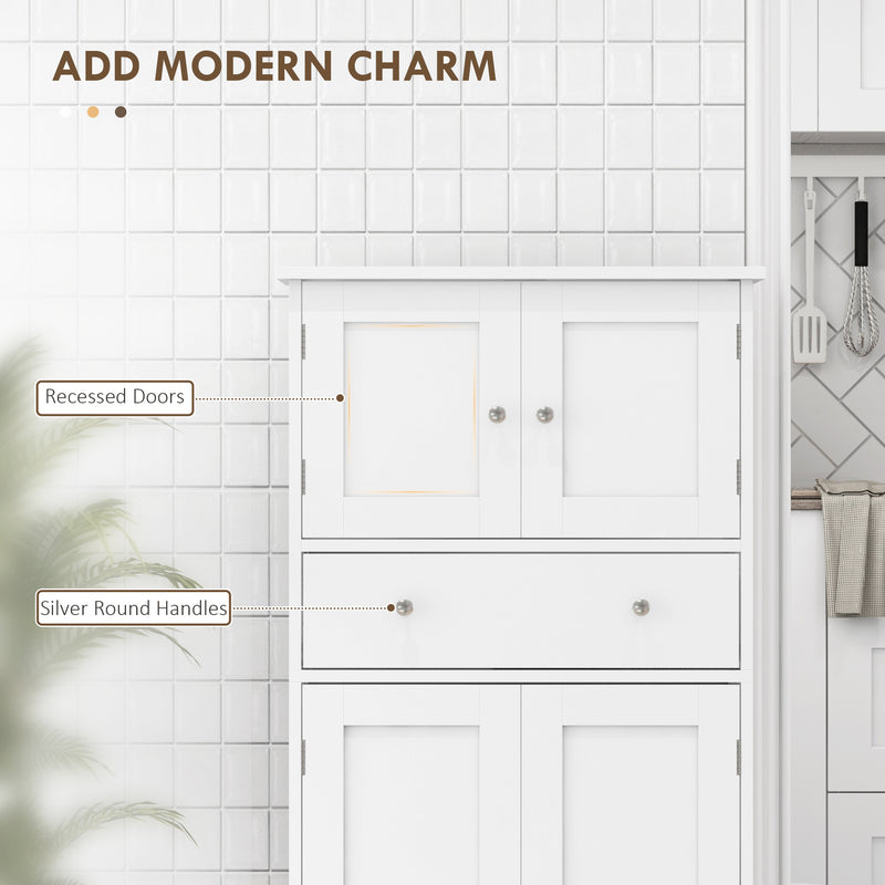 Freestanding Kitchen Storage Cabinet with Shelves and Drawers for Organisation White