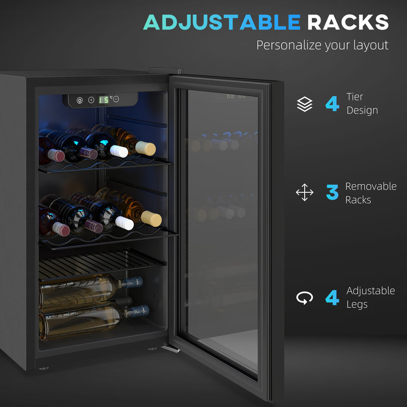Wine Cooler for 24 Bottles with Double-Glass Door and Quiet Operation Black Homcom