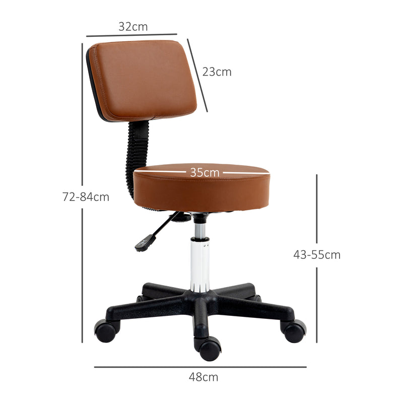 Swivel Salon Chair with Adjustable Height and Padded Seat for Hairdressers Brown