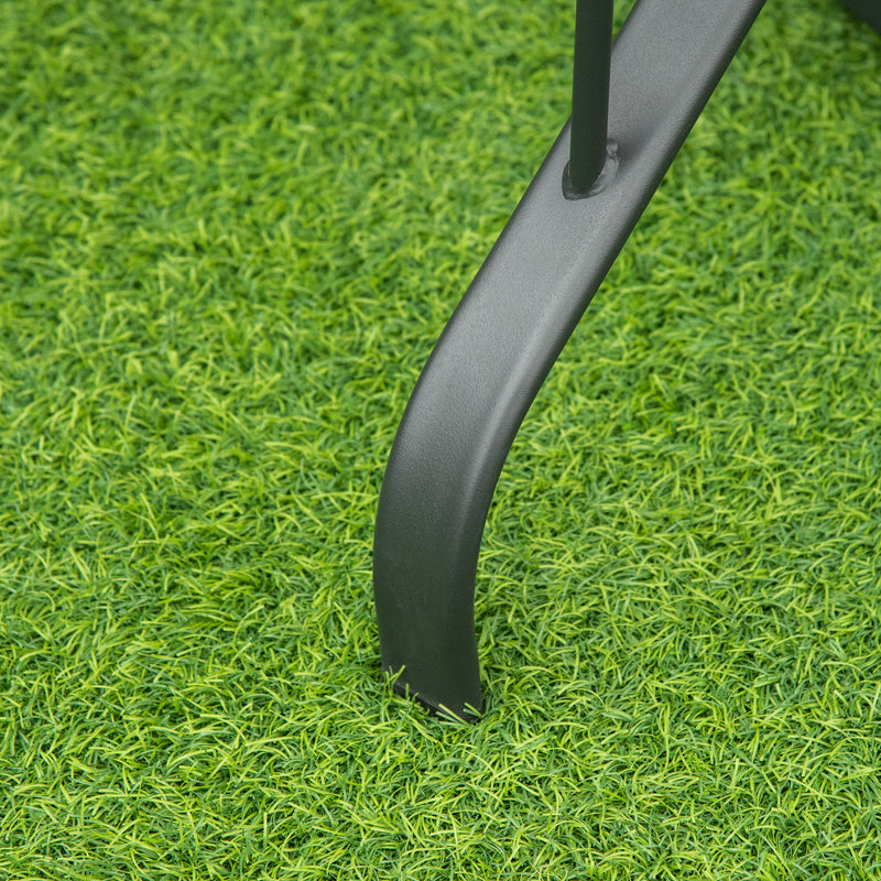 Square Black Garden Dining Table with Parasol Hole and Tempered Glass Top for Patio Use