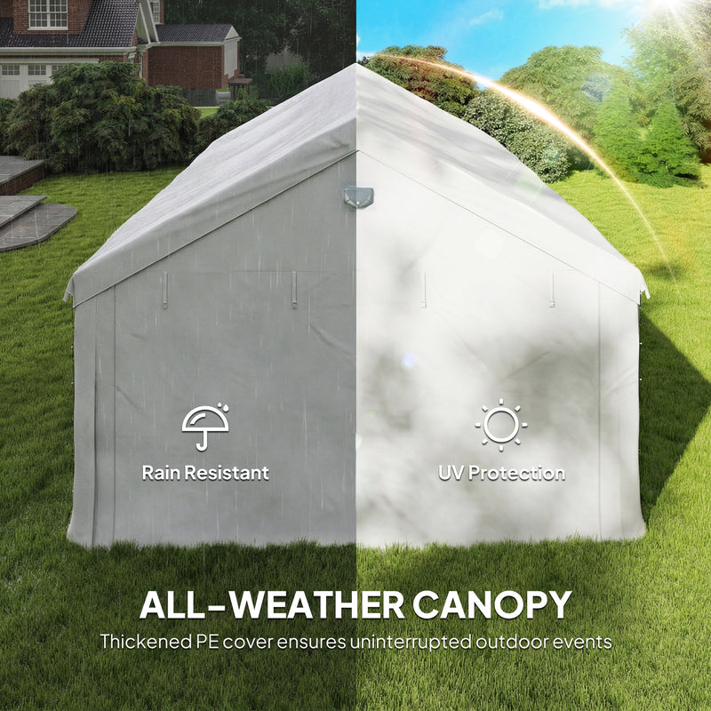 6x4m Marquee Party Tent for Outdoor Gatherings with Large Windows and Weather Protection White Outsunny
