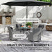 Light Grey 4 Seater Rattan Patio Dining Set with Parasol and Cushions by Outsunny