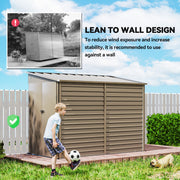 5 x 9ft Metal Garden Shed With Foundation Kit and Lockable Doors For Outdoor Storage Brown