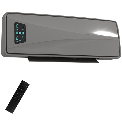 Wall Mounted 2000W Ceramic Electric Heater with Adjustable Thermostat and Fan, Grey