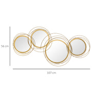 Large Modern Metal Wall Art with Decorative Mirror for Living Room or Bedroom, Gold