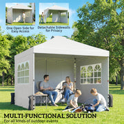 3x3m Pop Up Gazebo with Sidewalls and Windows for Outdoor Events and Shelter Outsunny