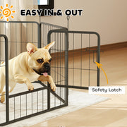6 Panel Portable Dog Playpen with Door 60cm High for Small Dogs Black by PawHut