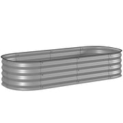 Galvanised Raised Garden Bed Metal Planter Box With Safe Edges For Herbs And Flowers Silver AOSOM