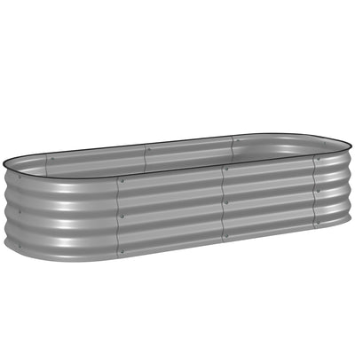 Galvanised Raised Garden Bed Metal Planter Box With Safe Edges For Herbs And Flowers Silver AOSOM