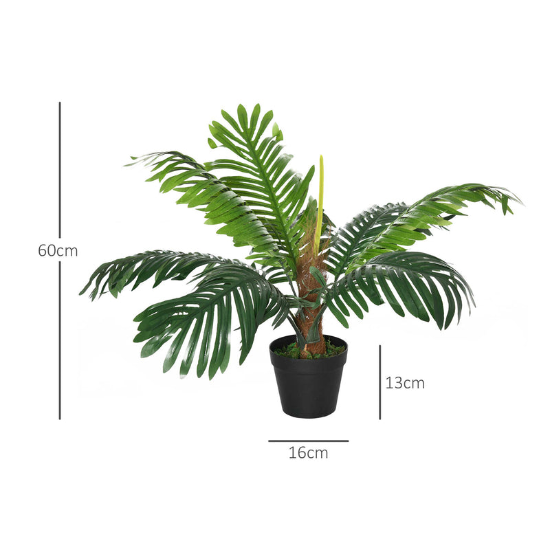 2 Pack 60cm Artificial Palm Trees with Nursery Pots for Indoor and Outdoor Use Green