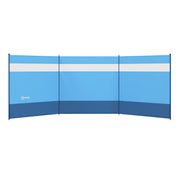 Camping Windbreak With Clear Windows And Steel Poles For Beach Or Caravan Blue AOSOM