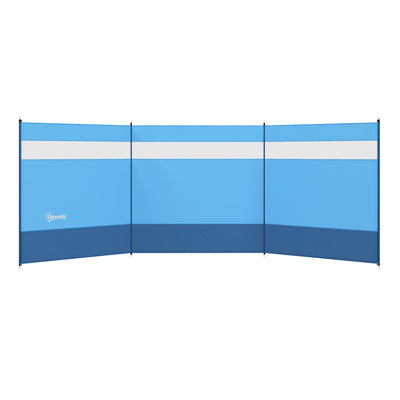 Camping Windbreak With Clear Windows And Steel Poles For Beach Or Caravan Blue AOSOM