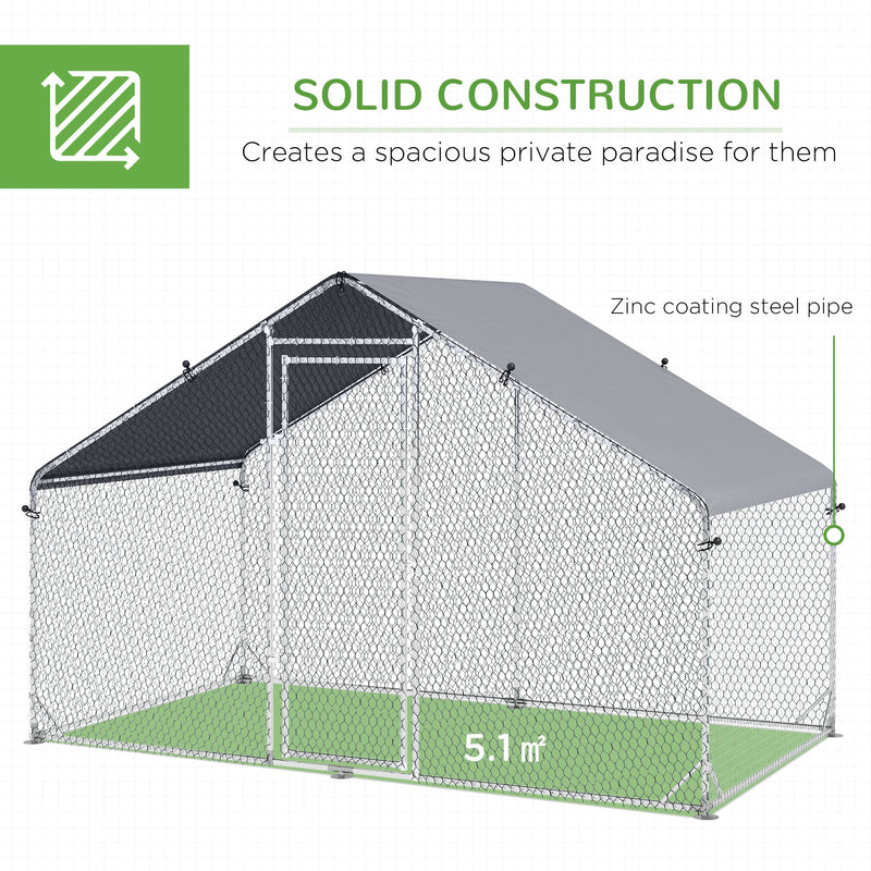 Large Walk In Chicken Coop with Water Resistant Roof for Outdoor Poultry Housing Grey