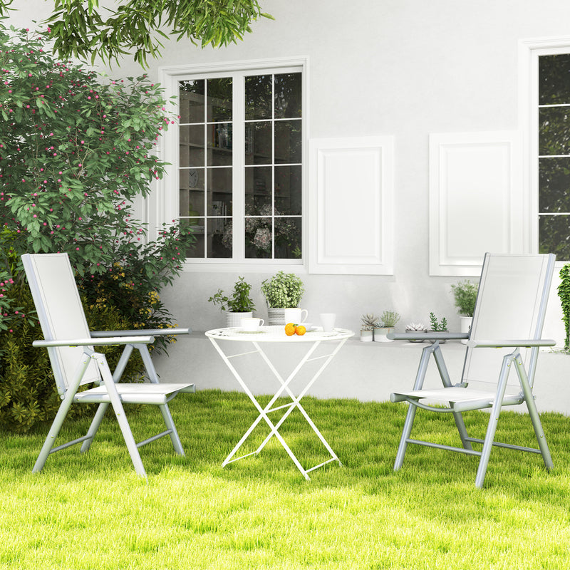 Set of Two Light Grey Aluminium Folding Chairs for Outdoor Use by Outsunny