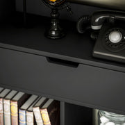 Tall Freestanding Bookshelf with Drawer for Home Office or Bedroom Storage Black