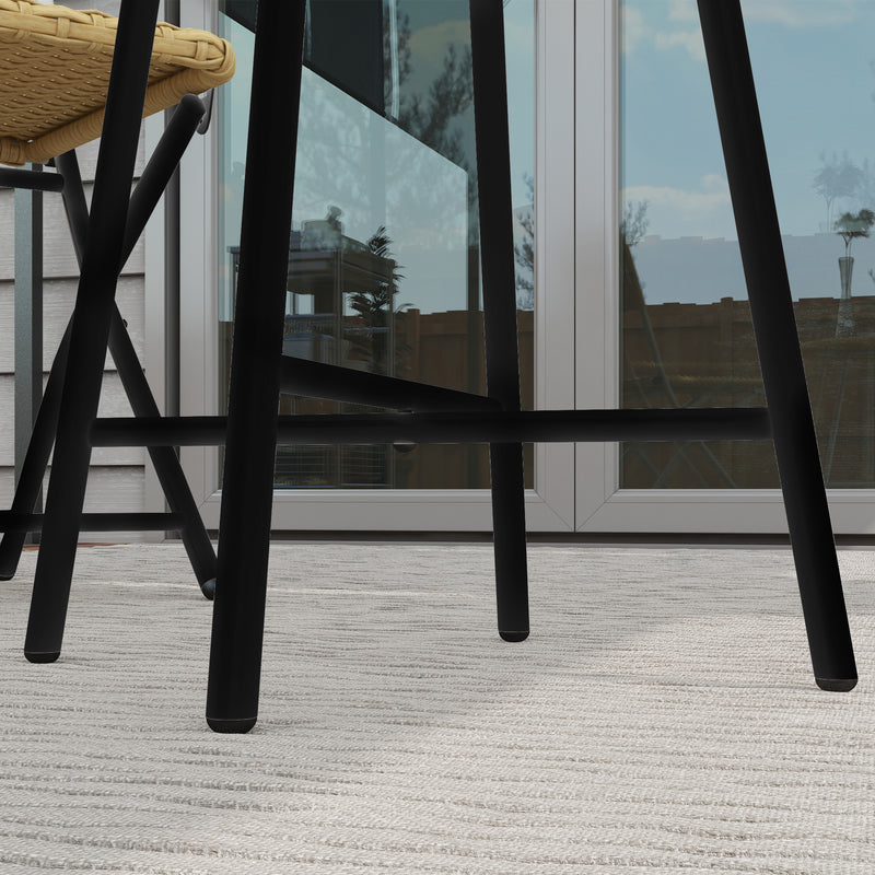 Natural Rattan Outdoor Side Table With Wood Finish Ideal For Garden Or Patio Use