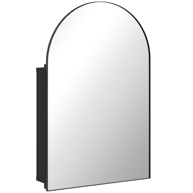 Bathroom Wall Cabinet with Mirror and Shelves Fully Assembled Space Saving Black AOSOM