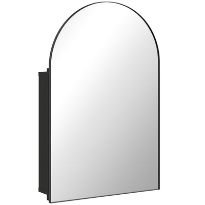 Bathroom Wall Cabinet with Mirror and Shelves Fully Assembled Space Saving Black AOSOM