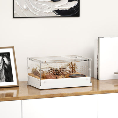 Acrylic Reptile Terrarium with Sliding Top and Vents for Snakes and Geckos Clear AOSOM