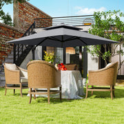 Light Grey 3x3m Cantilever Parasol with Aluminium Frame Crank Tilt and Base by Outsunny