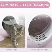 Large Enclosed Cat Litter Box with Scoop and Front Entry for Easy Cleaning, Pink