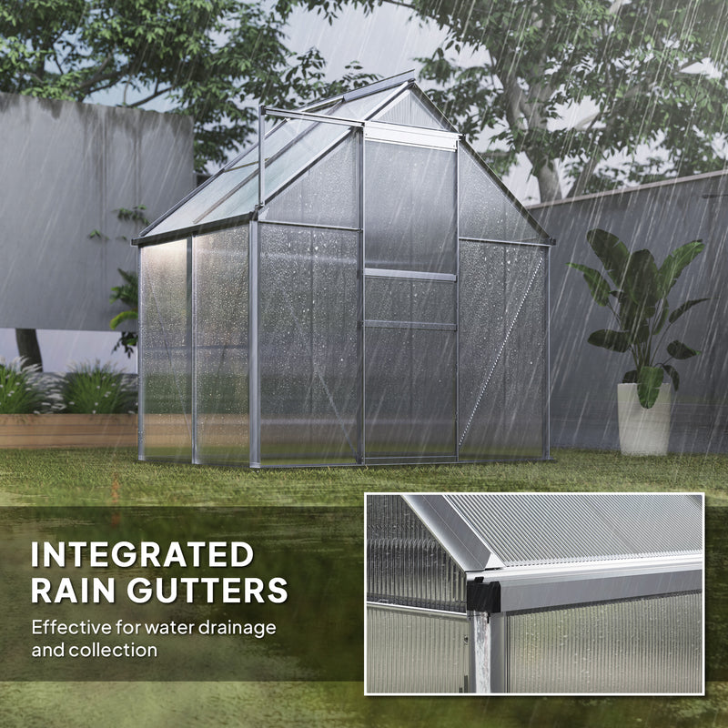 Walk-In Polycarbonate Greenhouse 192.5 x 131cm Silver Tone by Outsunny