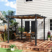 Khaki 3 x 3m Aluminium Pergola with Retractable Roof for Garden and Patio by Outsunny