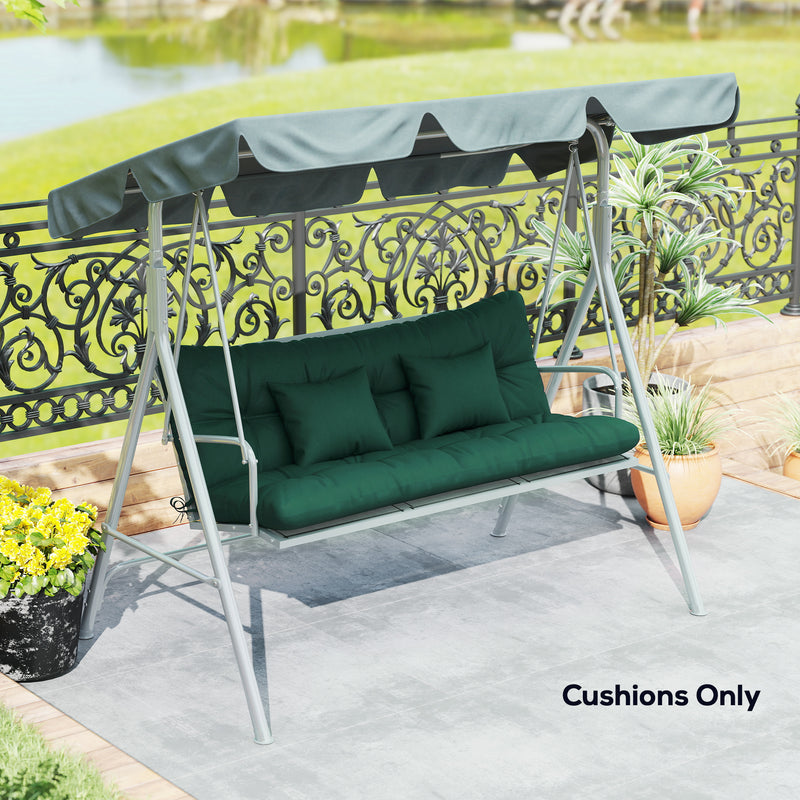 Garden Chair Cushion and Pillow Set for Comfortable Outdoor Seating Green AOSOM