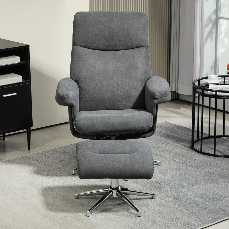 Recliner Chair With Ottoman for Home and Office, Dark Grey Velvet Feel by HOMCOM