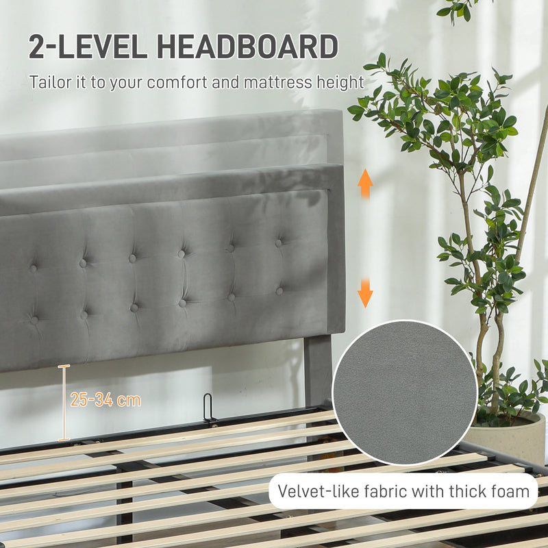 King Size Ottoman Bed Frame With Storage Drawer Ideal For Bedrooms Grey